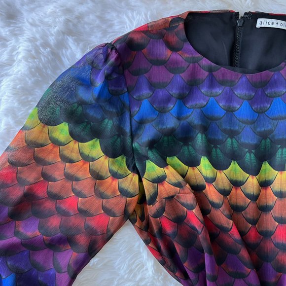 ALICE & OLIVIA Rainbow Ombre Ruffle Dress - Picture 6 of 15